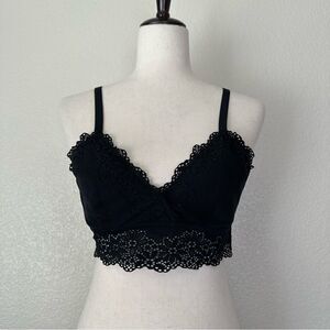 Aerie Laser Cut Lace Wireless Adjustable Strap Black Brallette